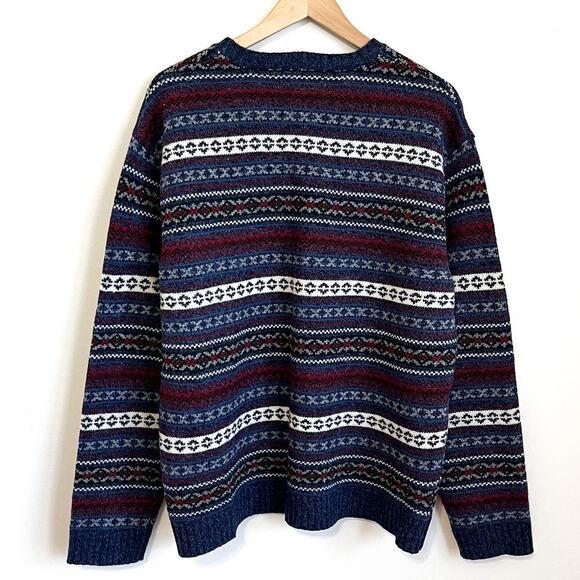 Vintage 90s American Eagle Nordic Fair Isle Mens Sweater Size XL Blue Striped - Picture 2 of 6